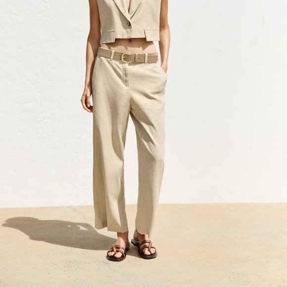ZARA LINEN CULOTTES WITH BELT - Medium - NWT - Picture 3 of 5